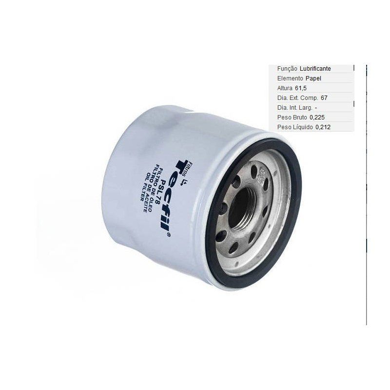 FILTRO LUBRIF /OLEO - TECFIL - PSL78