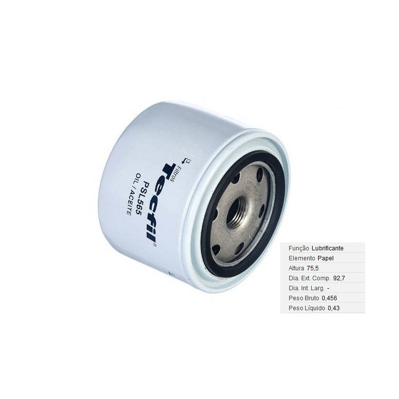 FILTRO LUBRIF /OLEO - TECFIL - PSL565