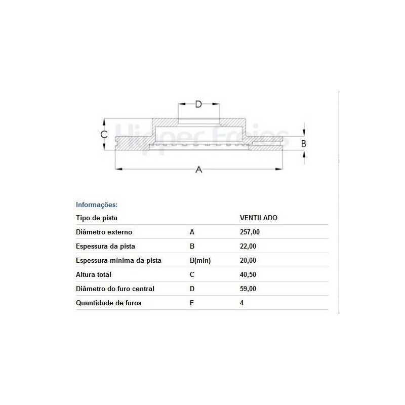 DISCO FREIO DIANTEIRO - HIPPERFREIOS - HF32