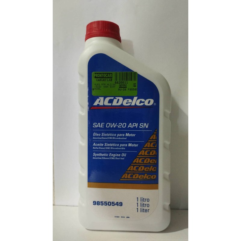 OLEO MTR ALC/GAS 0/20 (1000ML - ACDELCO - 0W-20 F8550549